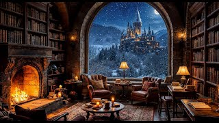 Winter Wizard Library ❄📚 Cozy Private Study with View of a Harry Potter–Style Castle screenshot 1