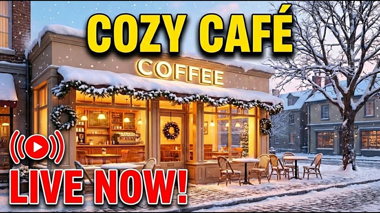 Fireplace Sleep Music — Cozy Winter Cabin + Snowfall