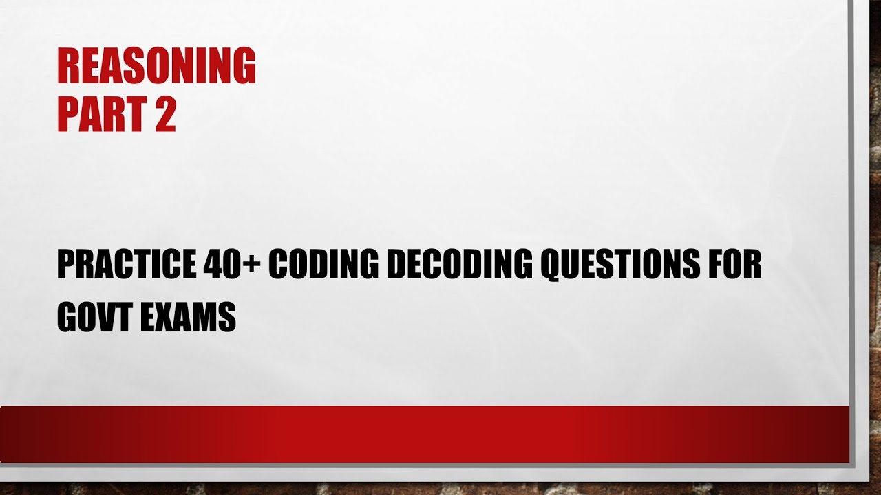 EXAM BASED CODING DECODING QUESTIONS @ JKSSBSSCMADEASY - YouTube