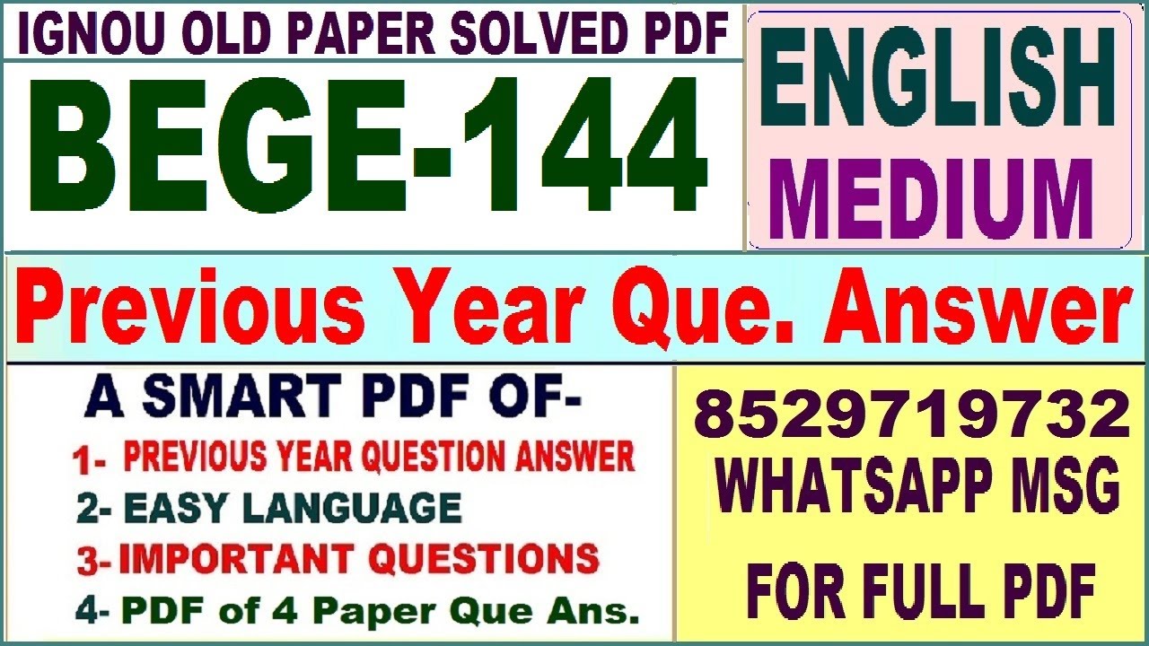 BEGE 144 Previous Year Question Paper Solved || bege 144 important ...