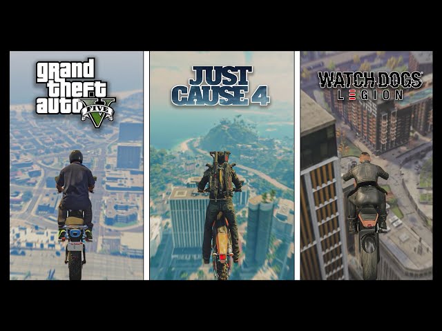 Falling From HIGH PLACES On a BIKE in 10 OPEN-WORLD Games (2002-2022) class=