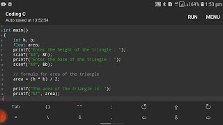 C programming  to calculate the area of triangle | c language programs | c programming language