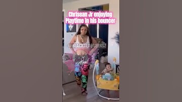 Chrisean Jr enjoying playtime in his bouncer #chrisean #chriseanrock #fyp #blueface