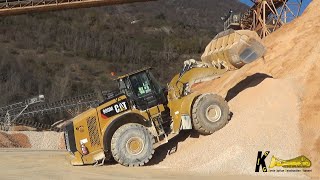 CATERPILLAR 980M WHEEL LOADER Loading Trucks in a Gravel Pit #heavyequipment #caterpillar