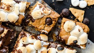 Chocolate Chip S'MORES Cookie BARS Recipe!