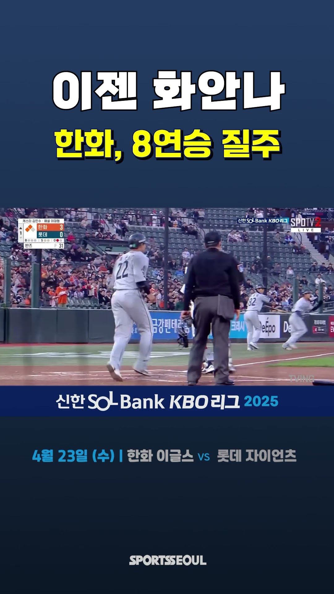 한화, 8연승 질주