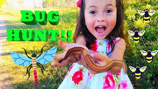 We go BUG HUNTING for GIANT WORMS & Dragonflies!