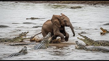 Can This Baby Elephant Survive an Army of Crocodiles?