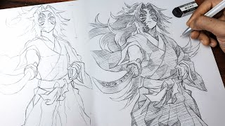 How To Draw Kokushibo With Sword Full Anatomy Guide ! | Demon slayer