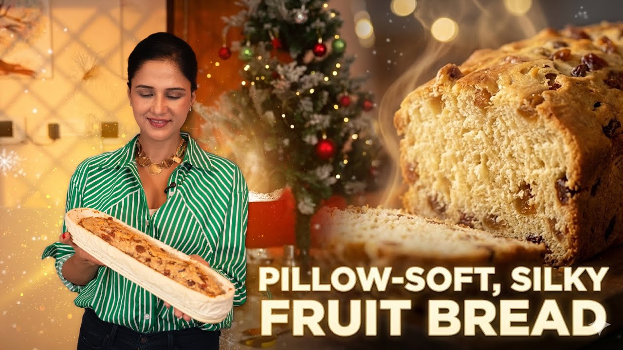 Рождественский фруктовый хлеб | Без замеса | Домашнего приготовления