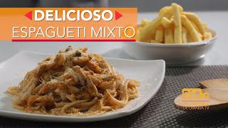 DELICIOSO ESPAGUETI MIXTO- delicious spaghetti mixed chicken and meat