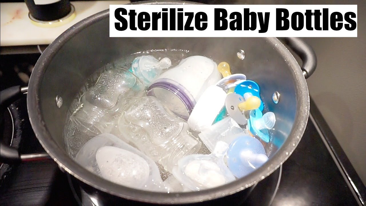 sterilize bottle with boiling water