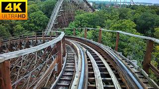 The Beast POV Front Seat RETRACKED Wooden Roller Coaster 4K 60fps Kings Island