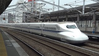 【4K】JR山陽新幹線　のぞみN700系新幹線(16両編成)　福山駅通過