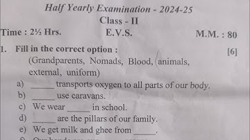 Class 2 Half Yearly Examination Environment Science Questions Paper ( 2024-25)