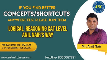 🛑LIVE || Logical Reasoning Advanced solved in Anil Nair