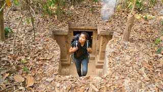 Girl Built The Most Secret Underground Temple House to Live alone in the Wild