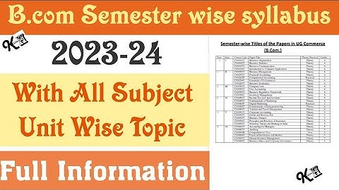 B.com syllabus semester wise || According to NEP 2020 || Subject name & unit wise all topic name