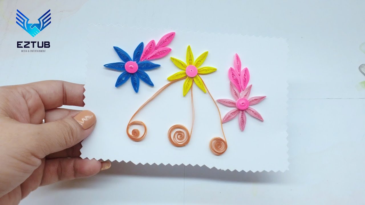 How to make 3-color mutant flower with quilling | Quilling paper art flowers
