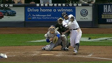 LAD@MIL: Gomez doubles to tie the game in the 8th