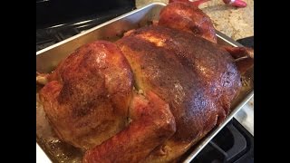 Here's a quick easy recipe for roasting perfect thanksgiving turkey.
this technique uses brining, spatchcocking, and stuffing under the
skin. results w...