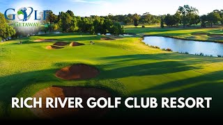 Golf getaway's andrew "mirror" mccombe and editor of otg mag damian
"shooter" shutie play review rich river club resort in echuca moama,
victoria au...