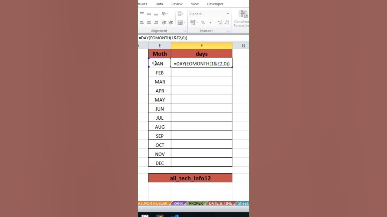 How to get days in month shorts excel viral shortvideo formula 
