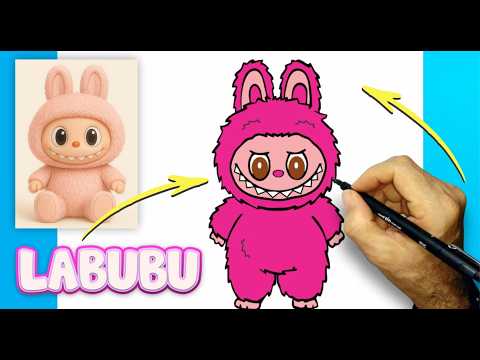 COMO DESENHAR o LABUBU Rosa Passo a passo — Tutorial Fofo e Fácil (Pop ...