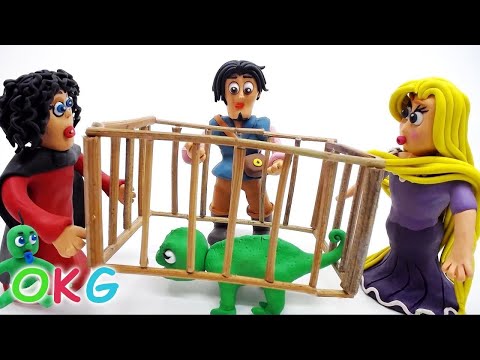 Princess Rapunzel and Flynn Save Pascal Play Doh Cartoon Animation Fun Kids Videos
