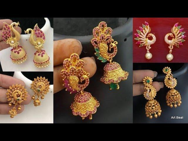 Buy Beautiful Peacock Model Bridal Gold Jhumka Design