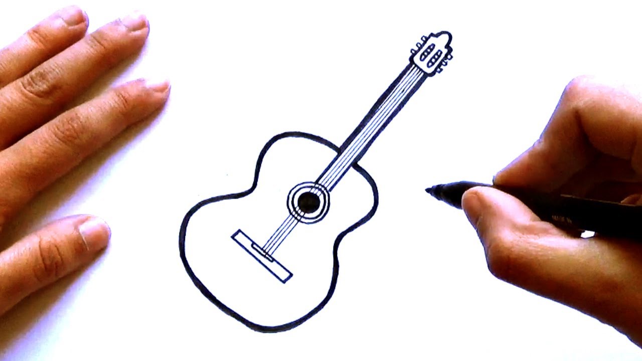 Cómo dibujar una Guitarra Acústica, paso a paso - Dibujo de una Guitarra  Española - YouTube