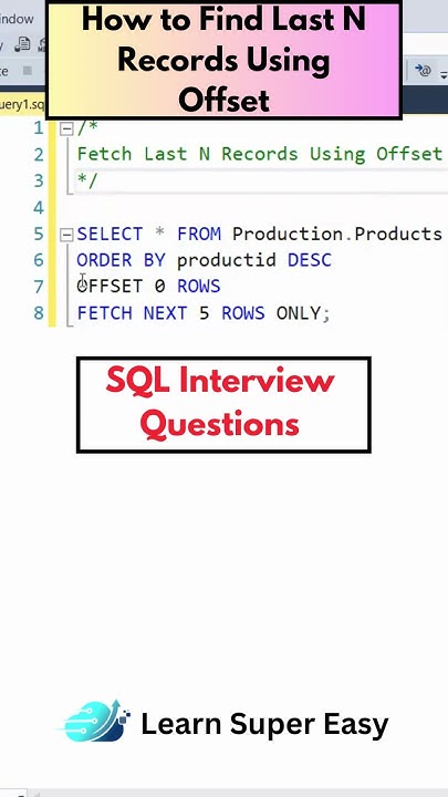 How to get last 5 records in SQL using Offset #sql #sqlserver # ...