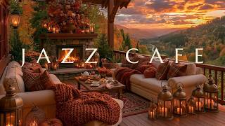 Cozy Autumn Coffee Shop 🍂🔥Cafe Jazz & Crackling Fireplace for Deep Focus & Work