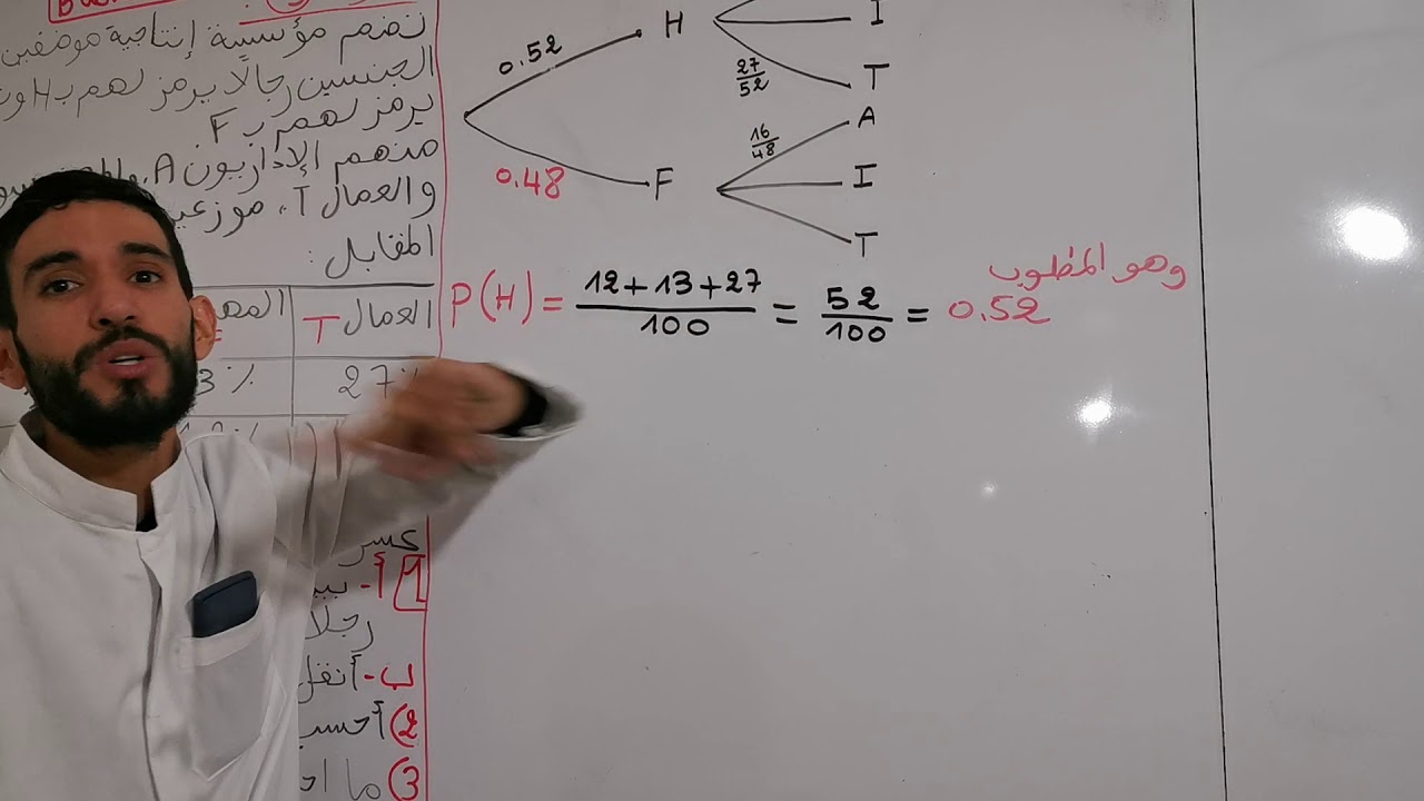 تمرين 5 رائع حول الإحتمالات شعبة تسيير ⁦❤️⁩💪