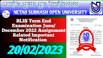 NSOU BLIS Assignment Result 2022| NSOU Blis Assignment Answers Script Download| Nsou Blis 2022.