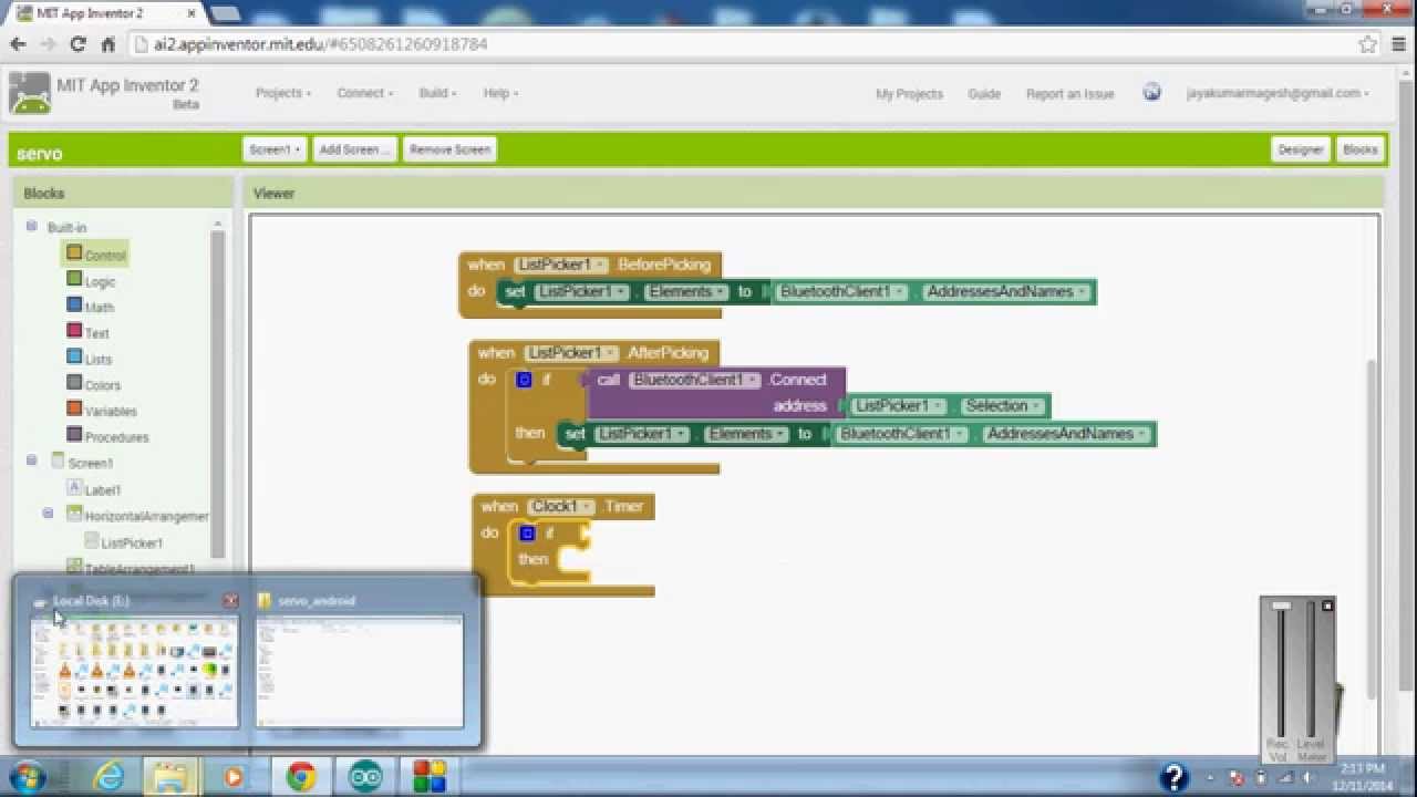 How to Make MIT app for controlling servo Motor using arduino and bluetooth module.