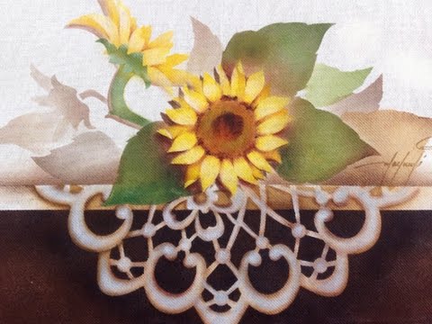 Stencil Opa - 16/09/16 Mayumi Takushi - Girassóis e Toalha de renda
