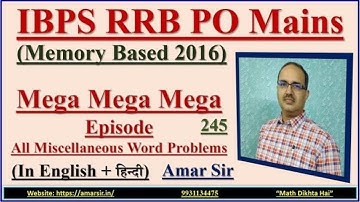 Miscellaneous Word Problems 245 IBPS RRB PO Mains Memory Based 2016 In English+हिन्दी Both #amarsir