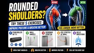 Rounded Shoulders? Try These 5 Exercises #shoulder #breathe #wellness #fyp #health #healthtips