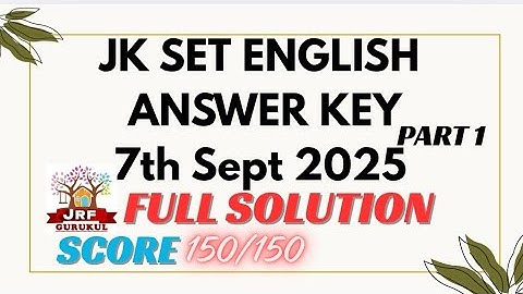 JK SET 2025 ENGLISH ANSWER KEY| JK SET 2025 ENGLISH Paper Solution #jkset2025 #jksetenglishanswerkey