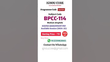 BPCC 114 Solved Assignment PDF 2024-25 in English, BAPSH program BPCC-114 Solved assignments