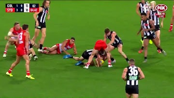 Dylan Stephens takes the hit for his first goal