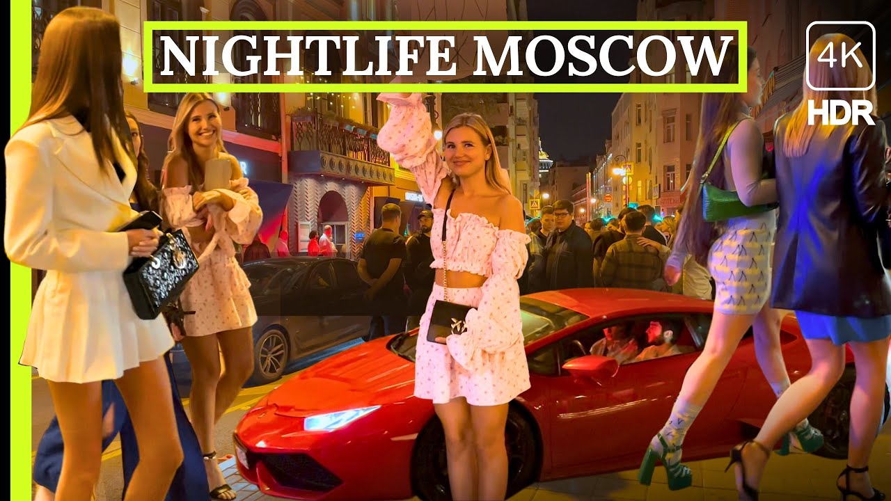 🔥 HOT Nightlife Moscow Beautiful Girls, Vibes Night Russia Walk City Tour 2023 4K