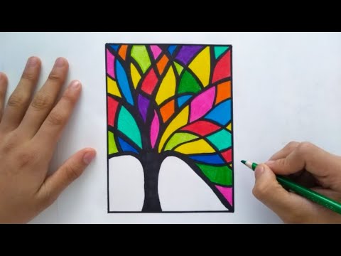 Como dibujar un árbol abstracto paso a paso / how to draw an abstract tree  - thptnganamst.edu.vn