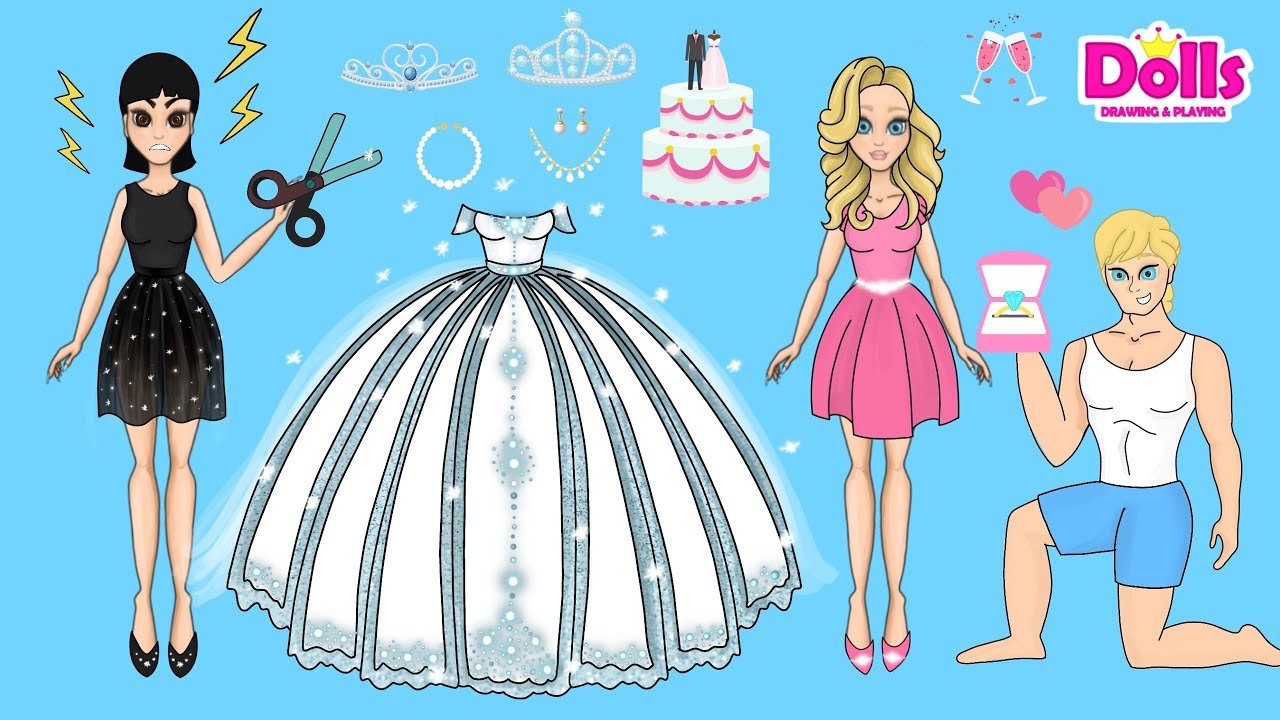 paper-dolls-wedding-dress-up-paper-crafts-handmade-diy-youtube