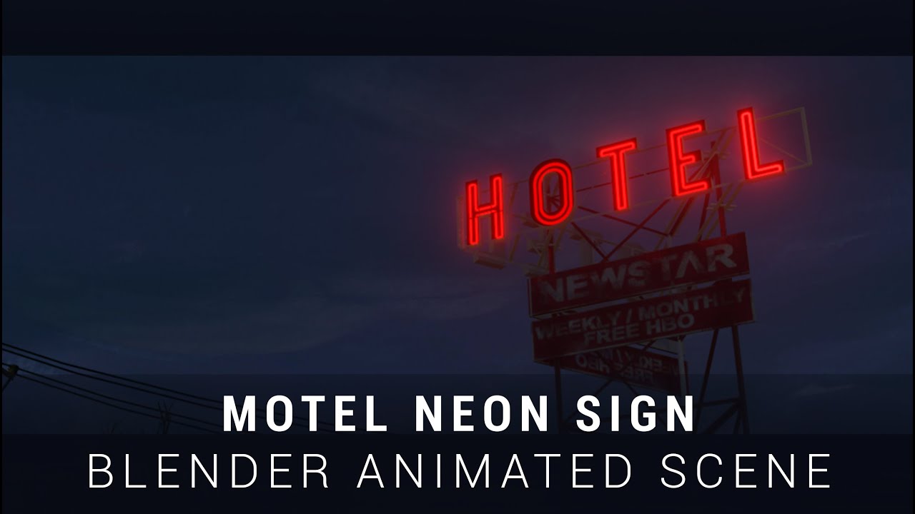 Hotel neon sign Blender animation YouTube