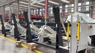 The three chuck tube cutting machine with fully automatic loader and semi-automatic loader.