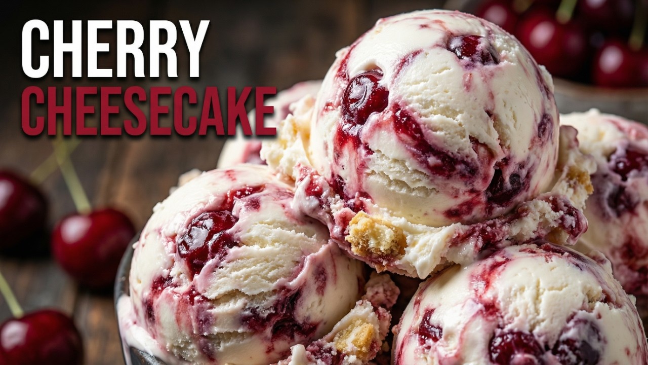 Cherry Cheesecake Ice Cream With Cherry Ribbon Swirls