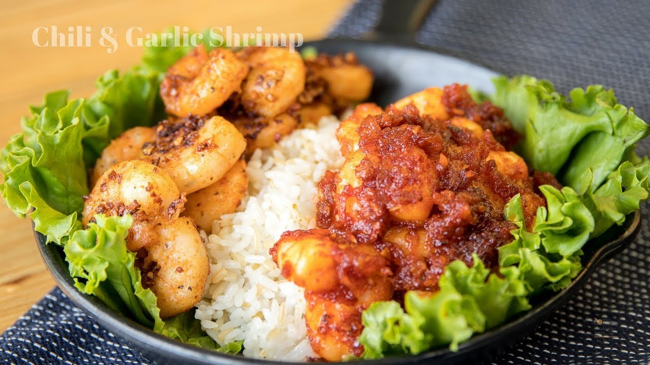 Chili & Garlic Shrimp (칠리 & 마늘 새우) - Camaron chili & ajo - Comida Coreana