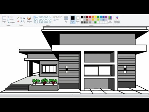 How to draw House in Ms paint | paint in computer drawing house | how to draw house in paint.